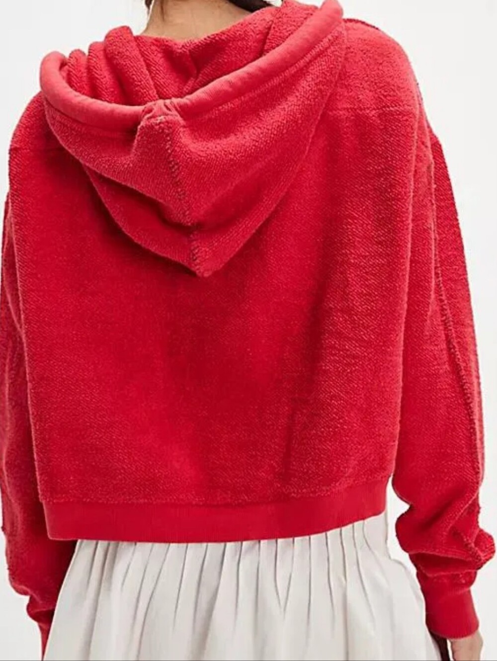 Free People Plush Zip-Front Hoodie in Bright Red